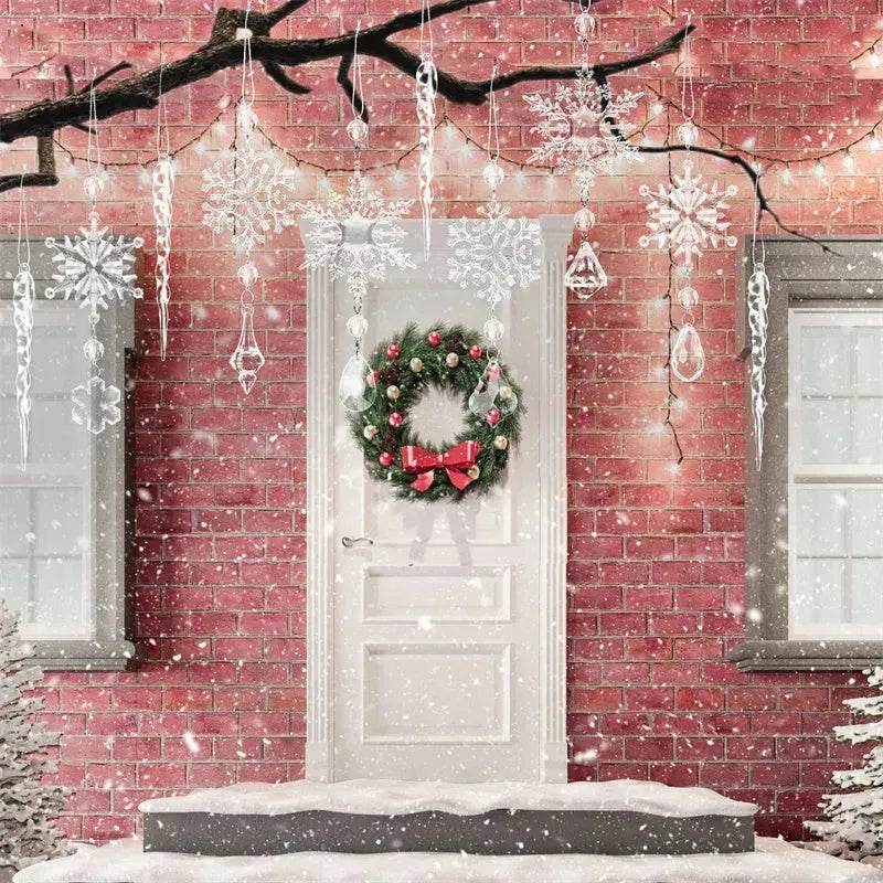 10pcs Christmas Tree Hanging Pendants Acrylic Ice Strip Snow Ceiling Xmas Ornaments New Year Christmas Decoration Home Decor - Velora