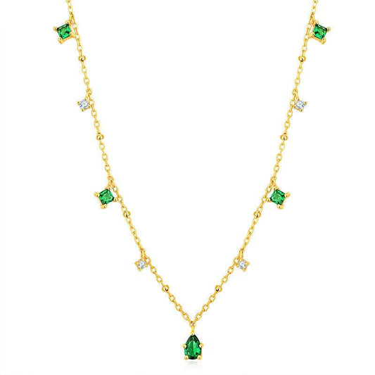 Generous water drop emerald zircon necklace - Velora