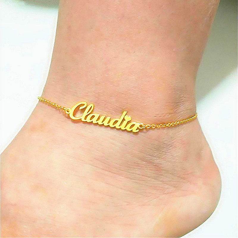 Summer Personalized Custom Name Anklets For Women Stainless Steel Cable Chain Gold Colour Sandy Beach Exquisite Jewelry Present - Velora