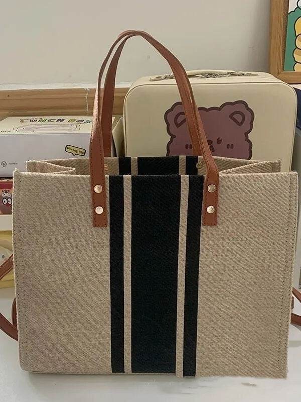 Women's Portable Briefcase Professional Commute Striped Minimalist Shoulder Bag - Velora