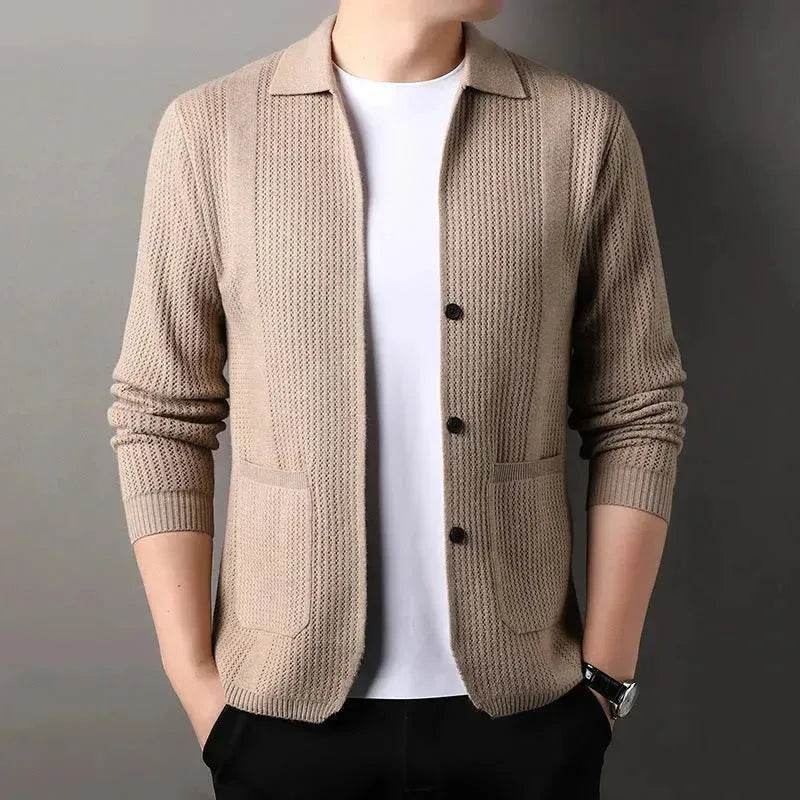 Slim fit Knitted Cardigan sweater For Young Men Workwear for fall Winter - Velora