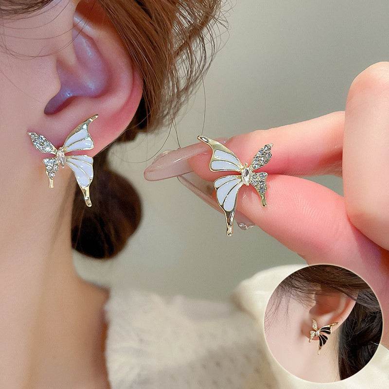 Fashion Jewelry Rhinestone Dripped Butterflies Stud Earrings Sweet Everyday Versatile Jewelry For Women - Velora