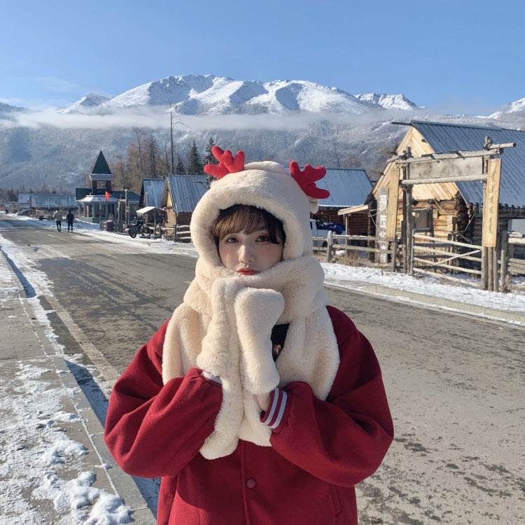 Scarf Sets Winter Easy To Match Warm Hat Scarves Gloves Kawaii Female Sets - Velora