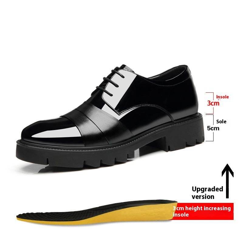 Height Increasing Insole 10cm Men's Business Formal Wear Paint Bright Leather 8cm Platform Height Increasing Shoes - Velora