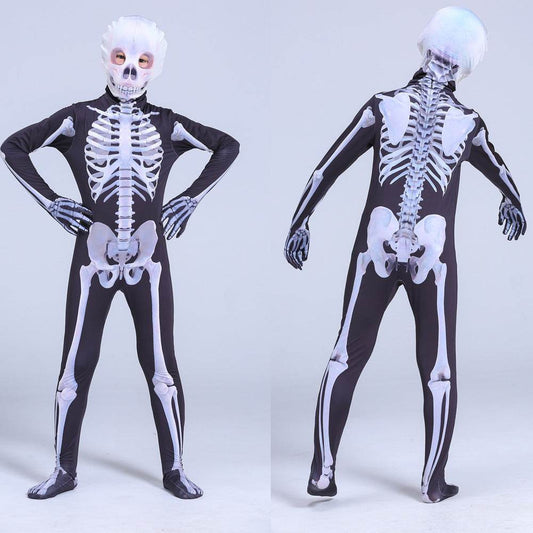 Halloween Skeleton Costume Scary Skeleton Skull Costume Jumpsuit Carnival Party Clothing - Velora