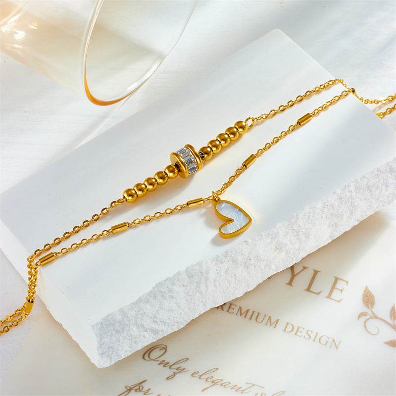 Fashion Jewelry Boho Classic Love Heart Ankle Chain Double Layer Chain Bracelet Anklet Charm Tassel Leg Chain On Foot Chain Women Party Jewelry Accessories - Velora