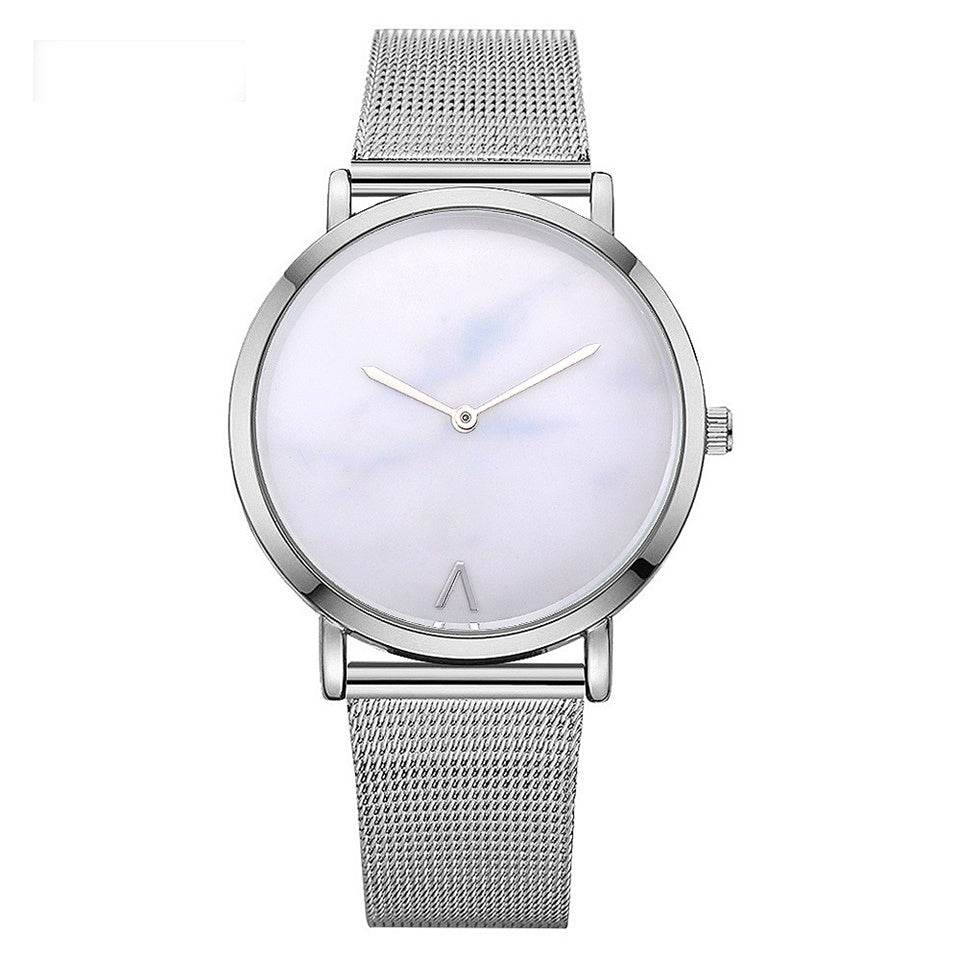 Vansvar fashion brand silver and gold mesh band creative marble wristwatch casual women quartz watches gift relogio feminino - Velora