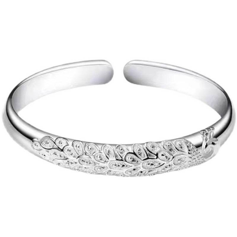 Peacock Screen Ended Bracelet Relief Adjustable - Velora