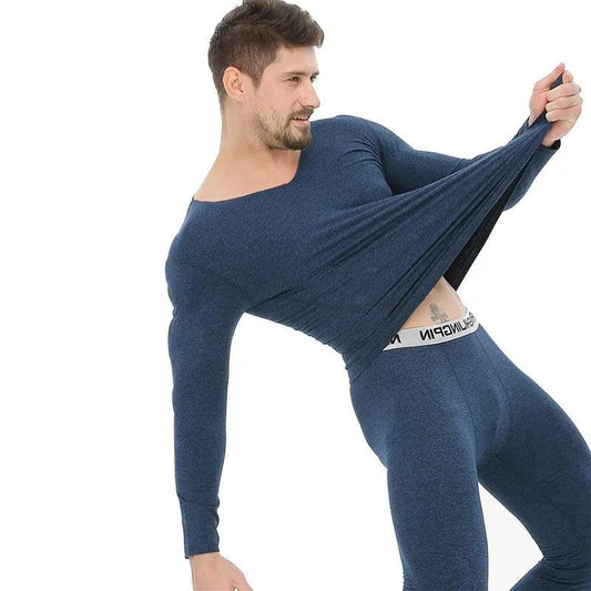 Winter Men's Sleepwear Loungewear Cashmere Long John set