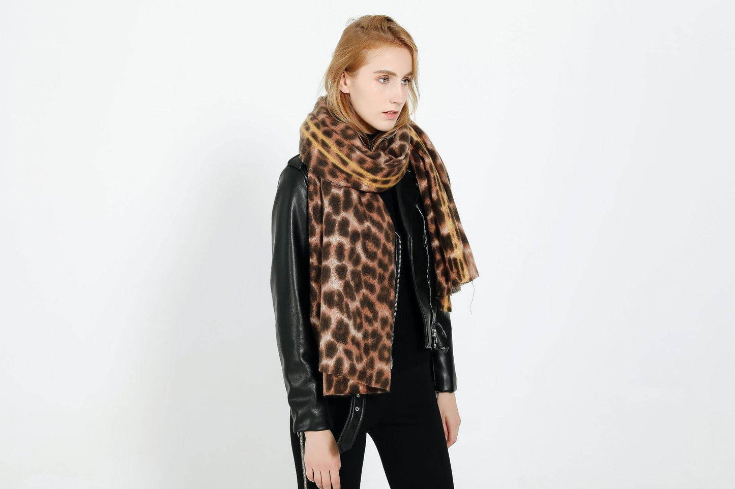 Leopard-print cashmere women's scarf shawl - Velora