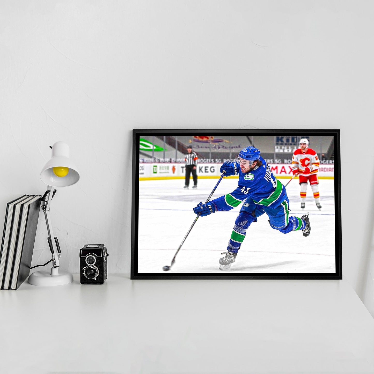 Quinn Hughes Vancouver Canucks Framed 20x29 Shooting Canvas - Velora
