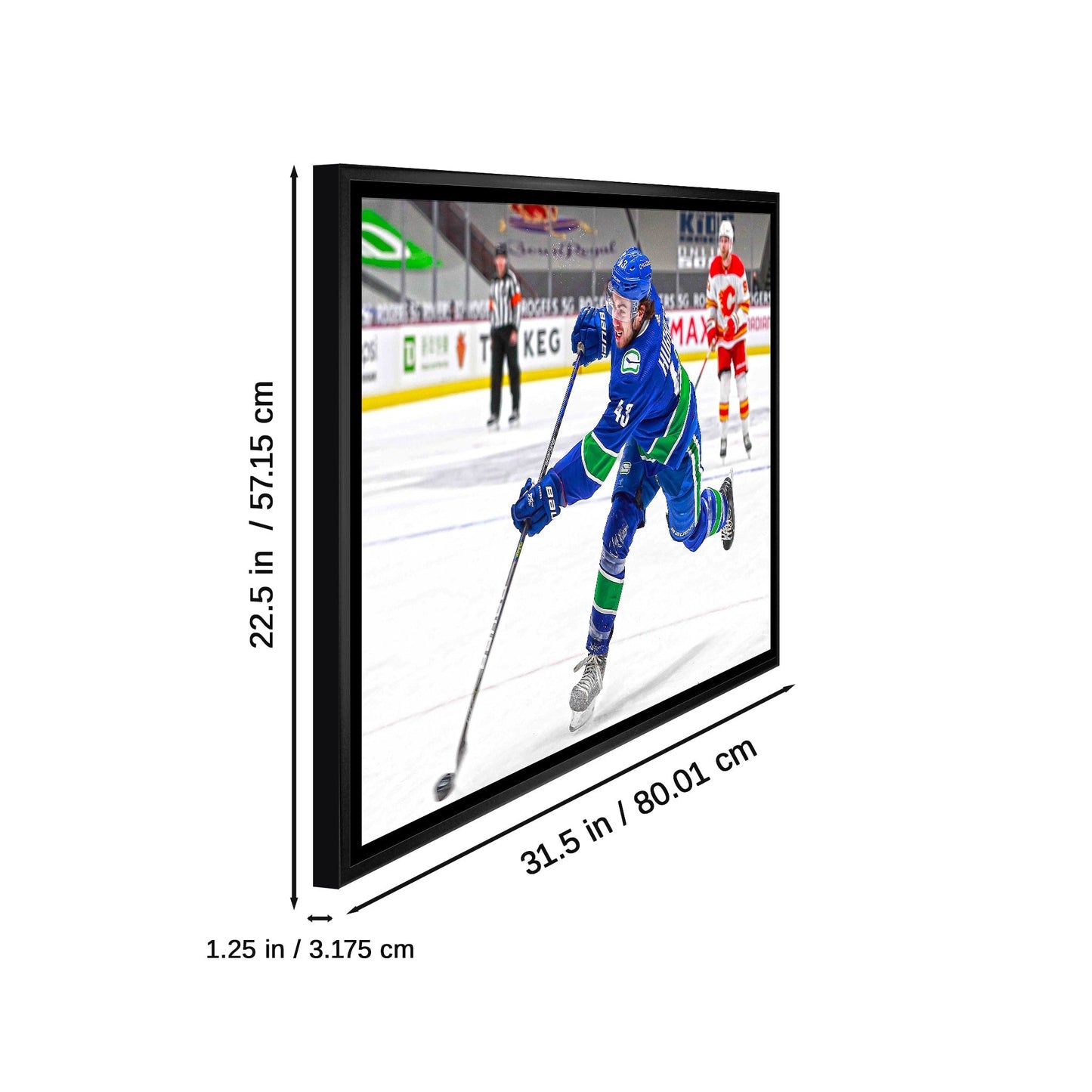Quinn Hughes Vancouver Canucks Framed 20x29 Shooting Canvas Frameworth Sports Marketing