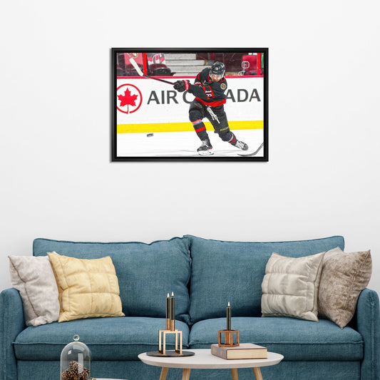 Tim Stutzle Ottawa Senators Framed 20x29 Shooting Canvas Frameworth Sports Marketing