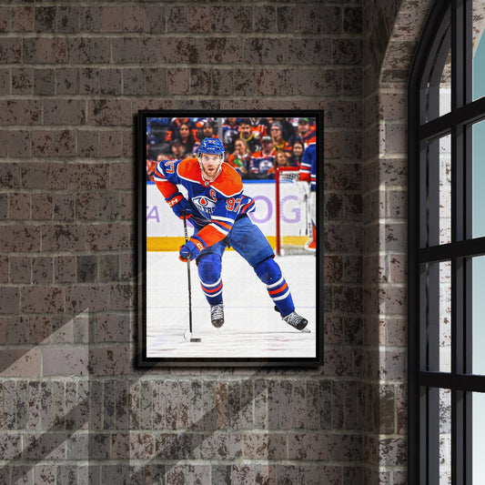 Connor McDavid Framed 20x29 Canvas Oilers Action-V Frameworth Sports Marketing