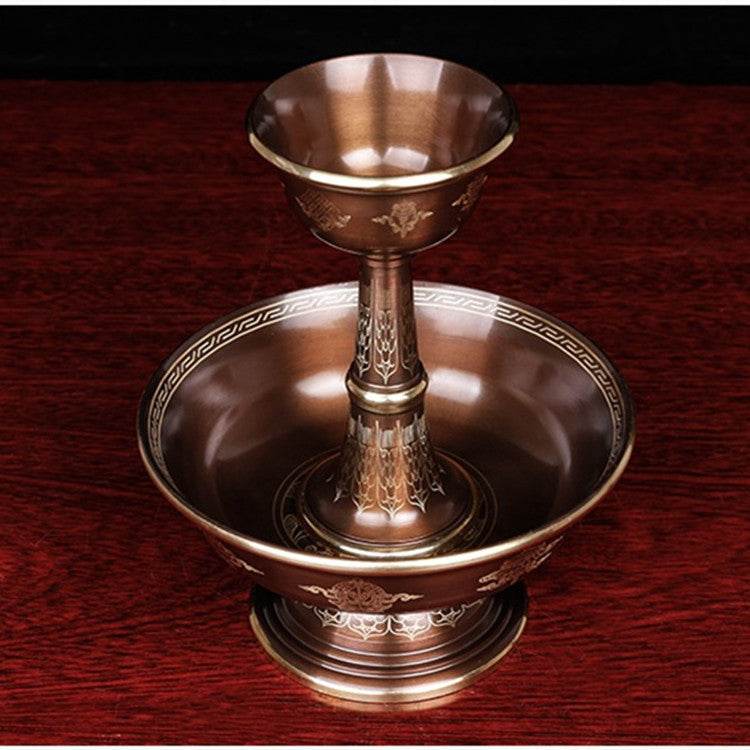 Buddhist supplies India pure copper Dharma cup red copper carved eight auspicious thickened Dharma cup wine cup - Velora