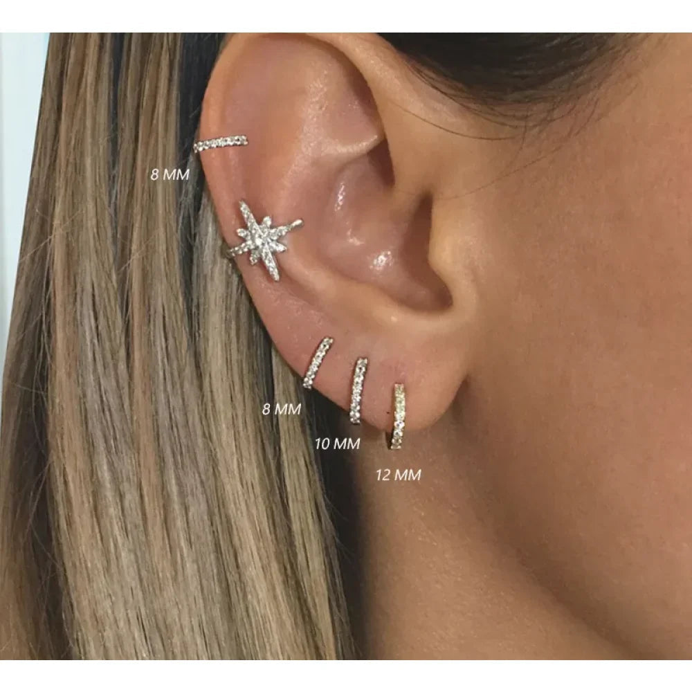 14K Gold Plated 925 Sterling Silver Cubic Zirconia Cuff Earrings - Trendy and Chic - Velora