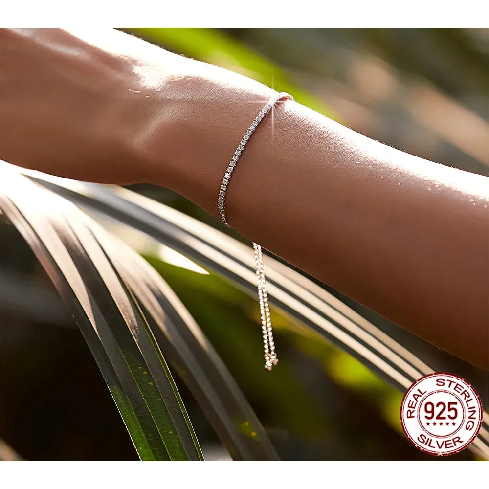 14K Gold Plated Cz Tennis Bracelet | Adjustable 925 Sterling Silver Slider Bracelet For Women | Wedding Jewelry Gift - Velora