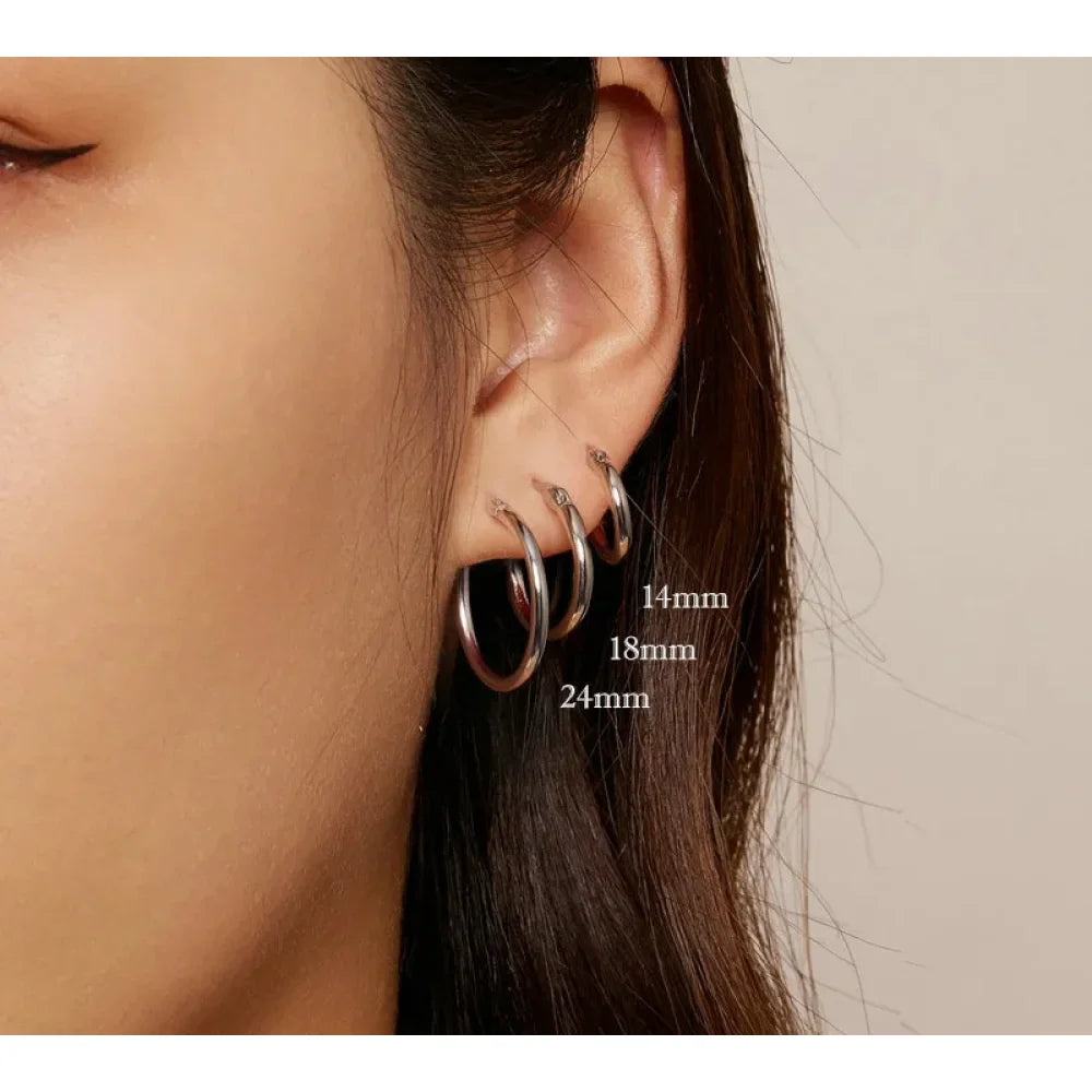 14K White Gold-Plated 925 Sterling Silver Hoop Earrings - Stylish And Hypoallergenic Jewelry For Women - Velora