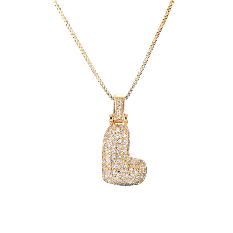 14k Gold-Plated Initial Necklace with Zircon Accents – Dazzling Bubble Letter Design - Velora