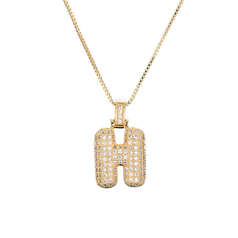 14k Gold-Plated Initial Necklace with Zircon Accents – Dazzling Bubble Letter Design - Velora