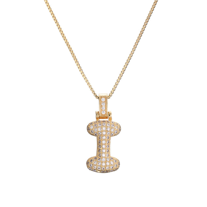 14k Gold-Plated Initial Necklace with Zircon Accents – Dazzling Bubble Letter Design - Velora