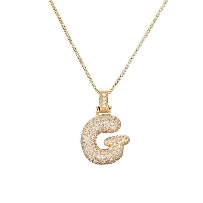 14k Gold-Plated Initial Necklace with Zircon Accents – Dazzling Bubble Letter Design - Velora