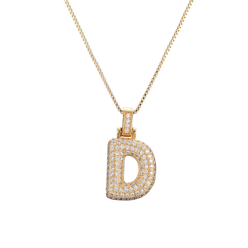 14k Gold-Plated Initial Necklace with Zircon Accents – Dazzling Bubble Letter Design - Velora