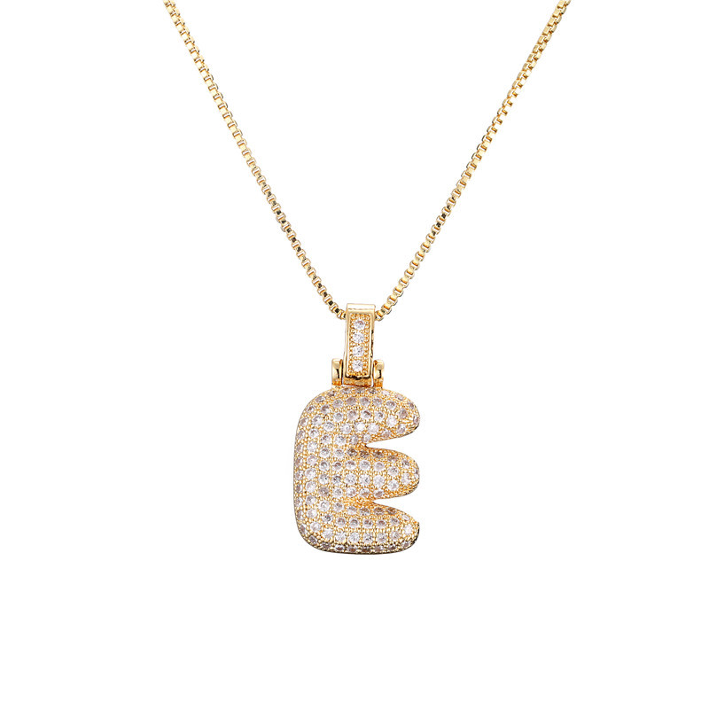 14k Gold-Plated Initial Necklace with Zircon Accents – Dazzling Bubble Letter Design - Velora