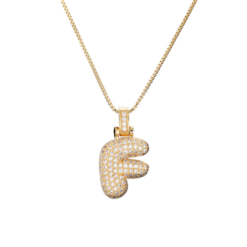 14k Gold-Plated Initial Necklace with Zircon Accents – Dazzling Bubble Letter Design - Velora
