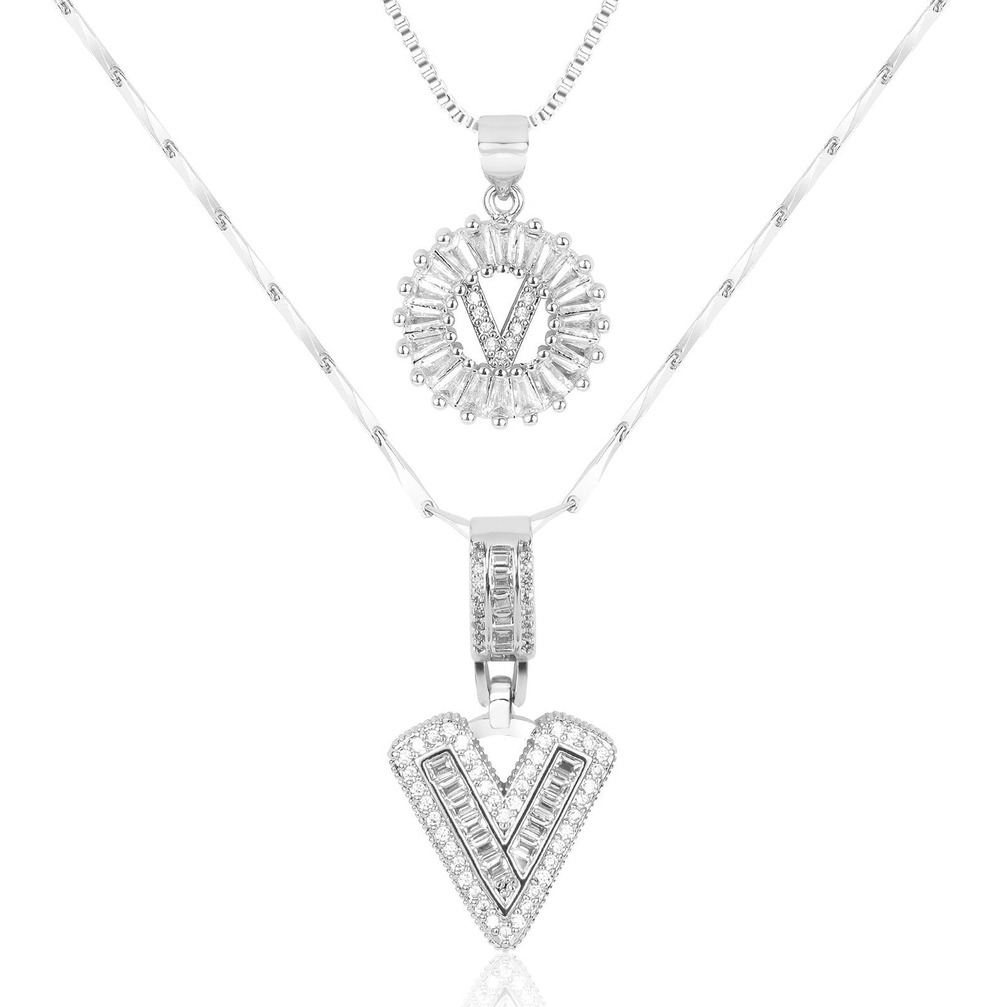 14k Gold-Plated Layered Necklace Set with Diamond Initial Pendants – Elegant Jewelry for Personal Style - Velora