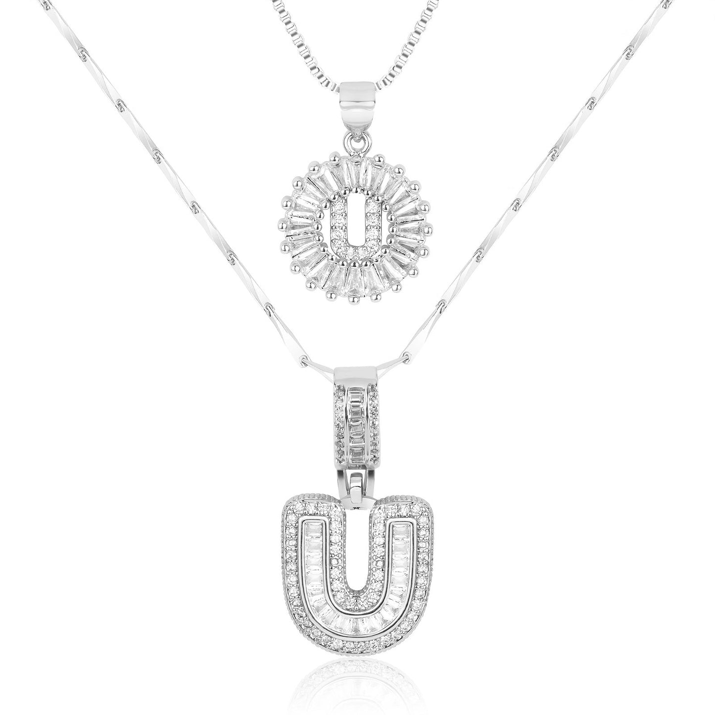 14k Gold-Plated Layered Necklace Set with Diamond Initial Pendants – Elegant Jewelry for Personal Style - Velora