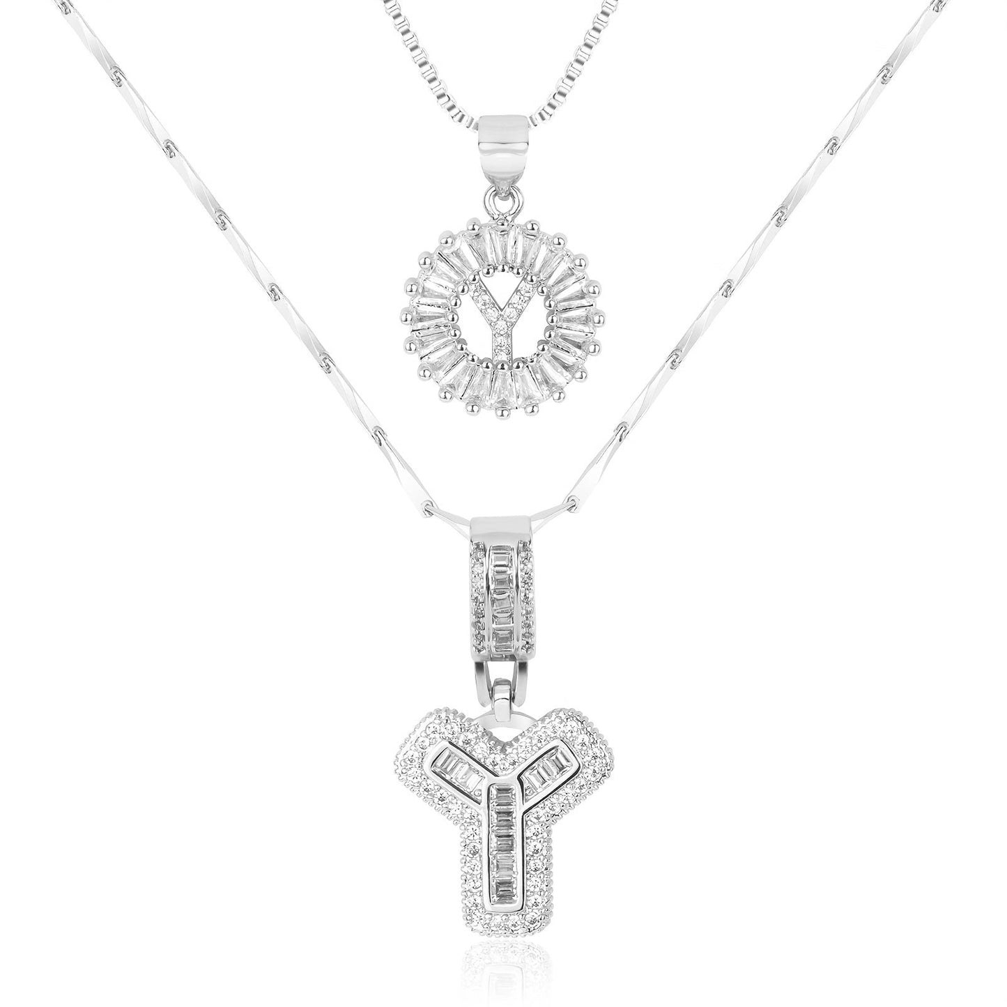 14k Gold-Plated Layered Necklace Set with Diamond Initial Pendants – Elegant Jewelry for Personal Style - Velora