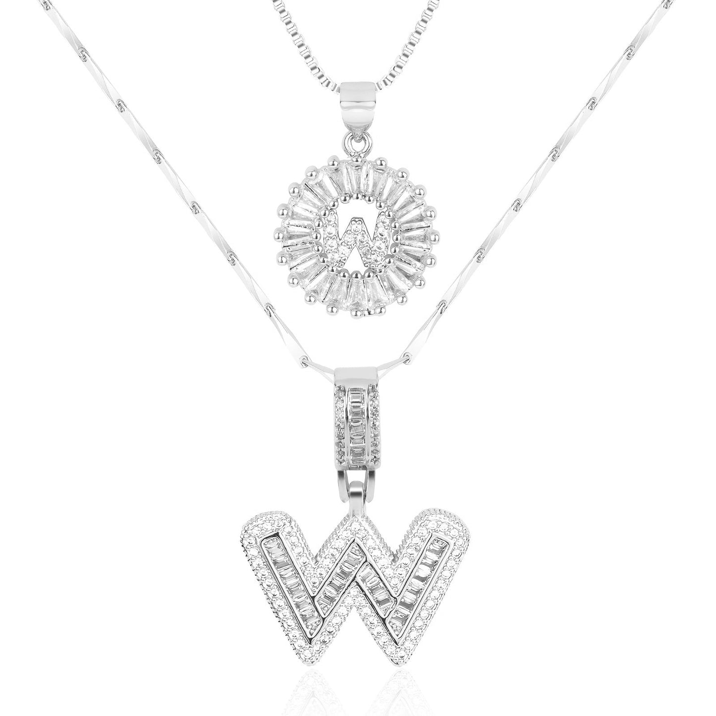 14k Gold-Plated Layered Necklace Set with Diamond Initial Pendants – Elegant Jewelry for Personal Style - Velora