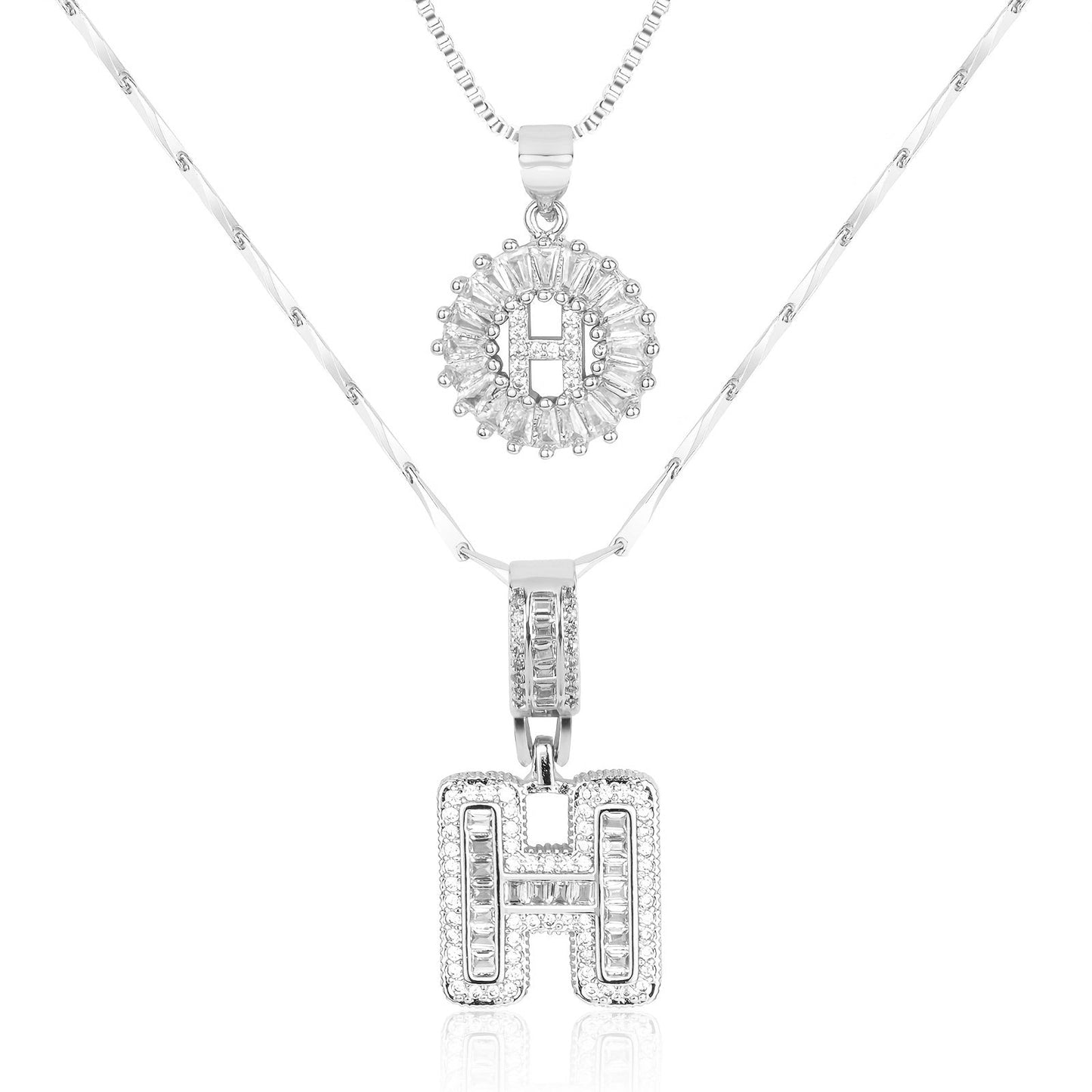 14k Gold-Plated Layered Necklace Set with Diamond Initial Pendants – Elegant Jewelry for Personal Style - Velora