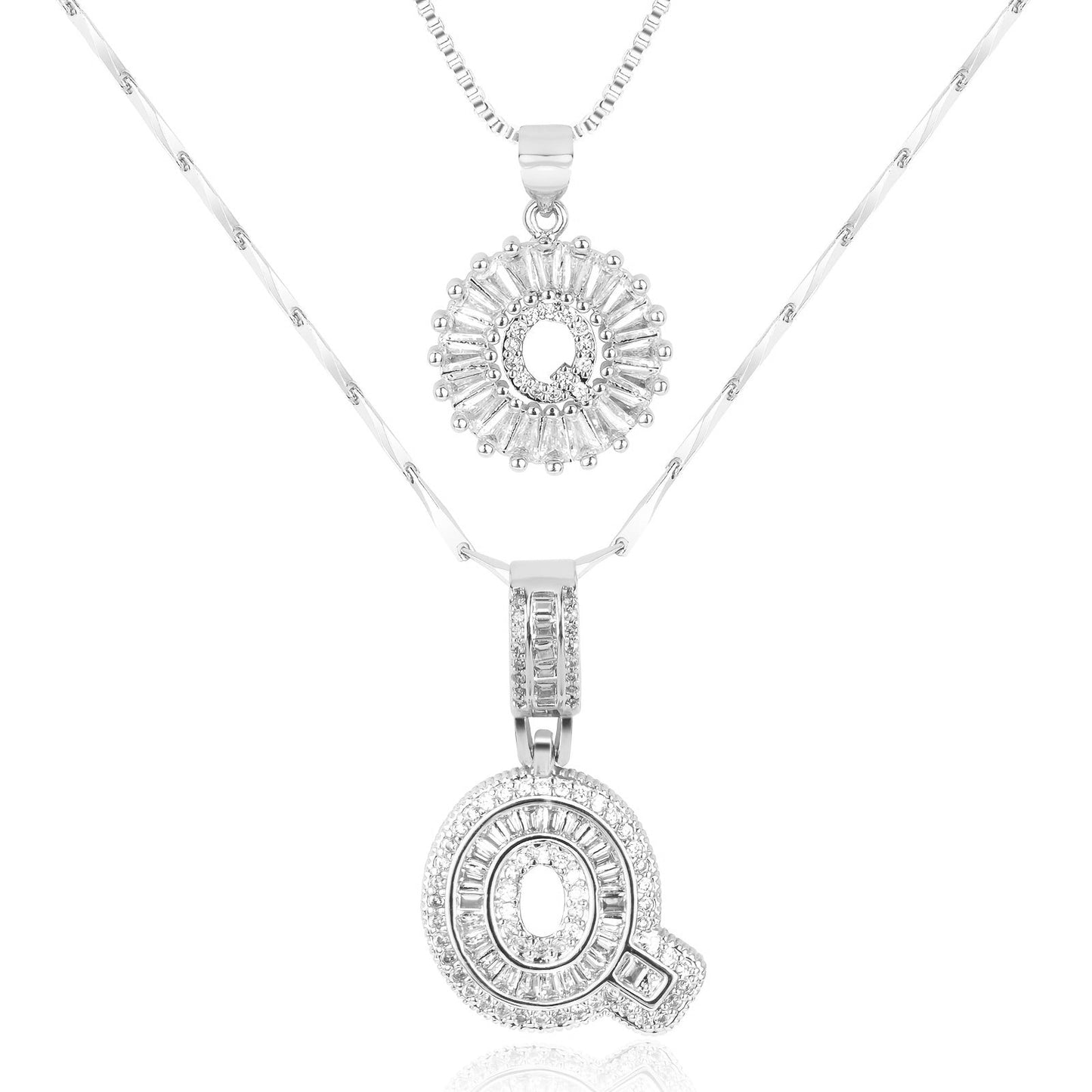 14k Gold-Plated Layered Necklace Set with Diamond Initial Pendants – Elegant Jewelry for Personal Style - Velora