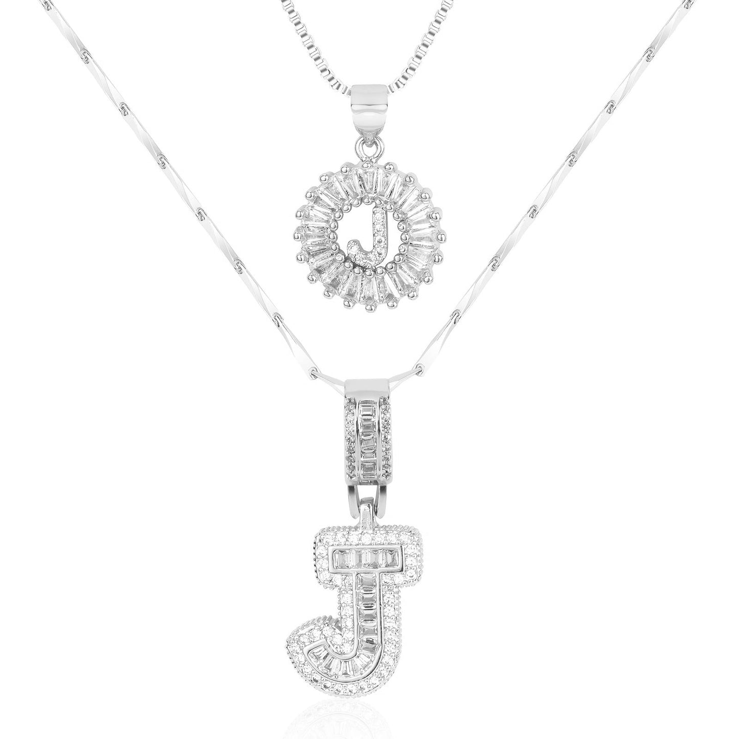 14k Gold-Plated Layered Necklace Set with Diamond Initial Pendants – Elegant Jewelry for Personal Style - Velora