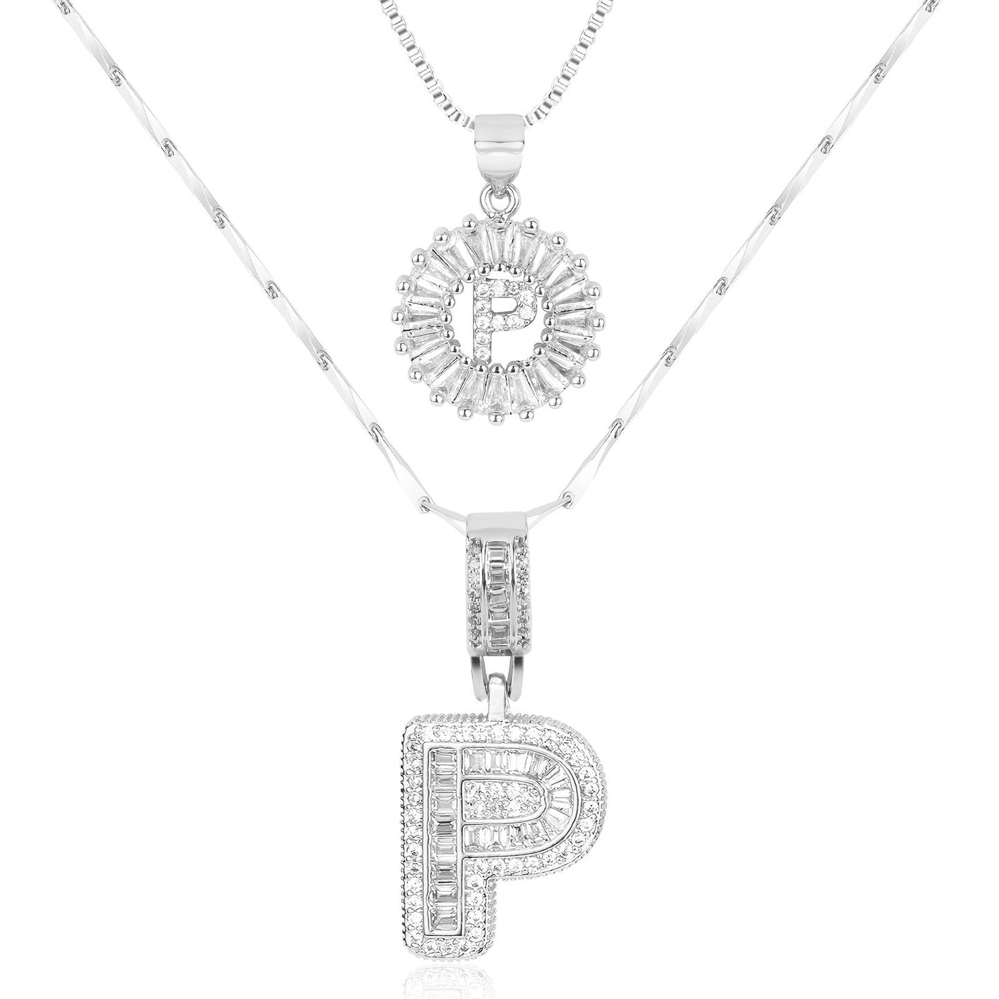 14k Gold-Plated Layered Necklace Set with Diamond Initial Pendants – Elegant Jewelry for Personal Style - Velora