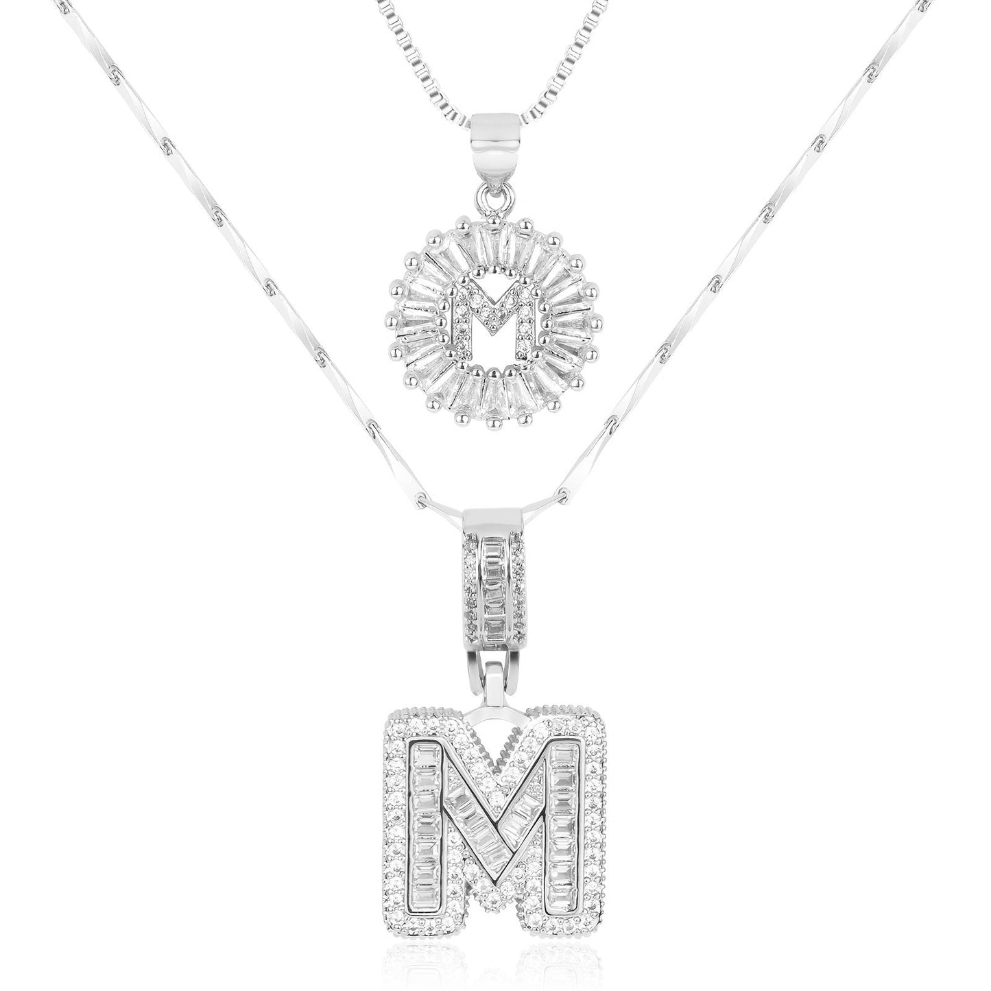 14k Gold-Plated Layered Necklace Set with Diamond Initial Pendants – Elegant Jewelry for Personal Style - Velora