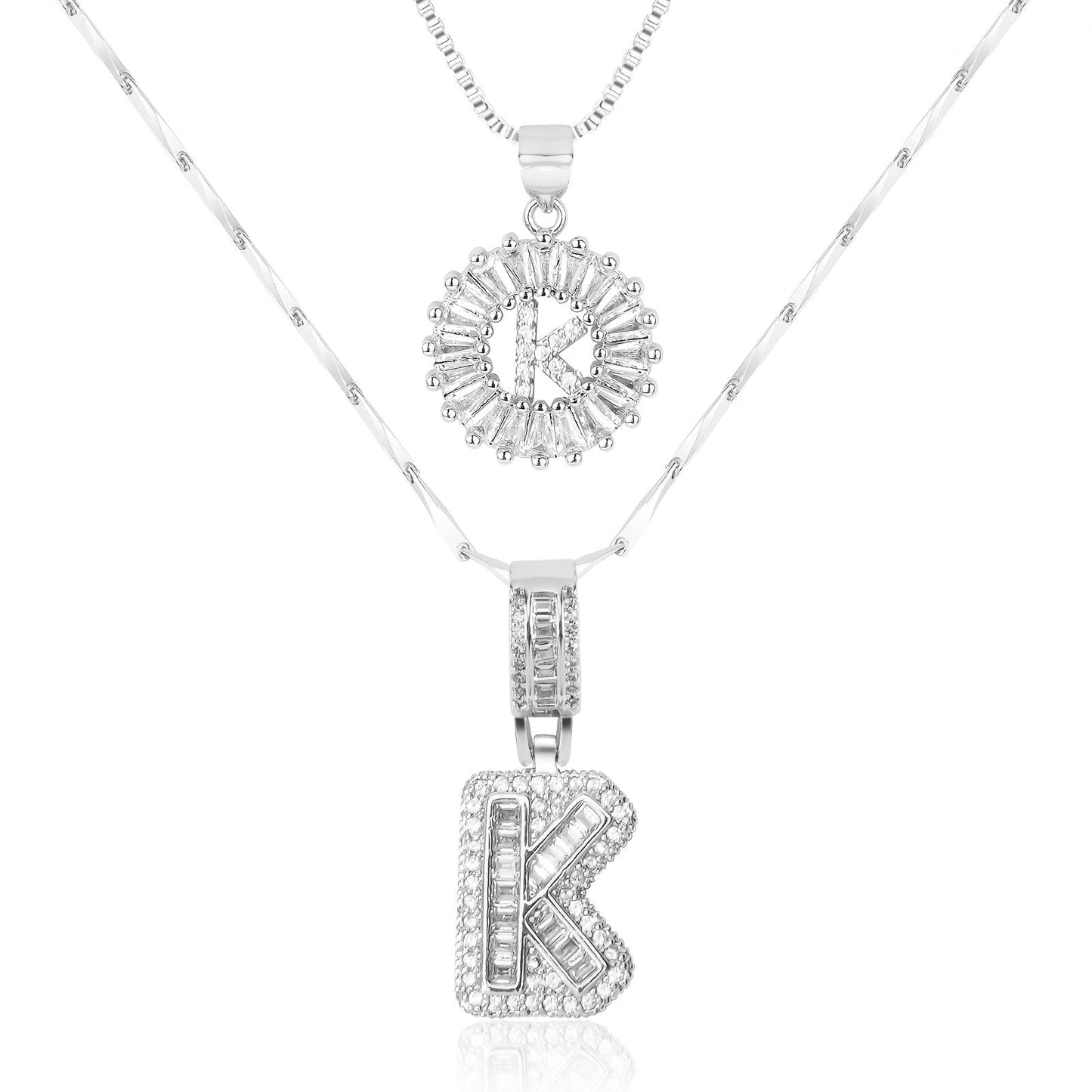 14k Gold-Plated Layered Necklace Set with Diamond Initial Pendants – Elegant Jewelry for Personal Style - Velora