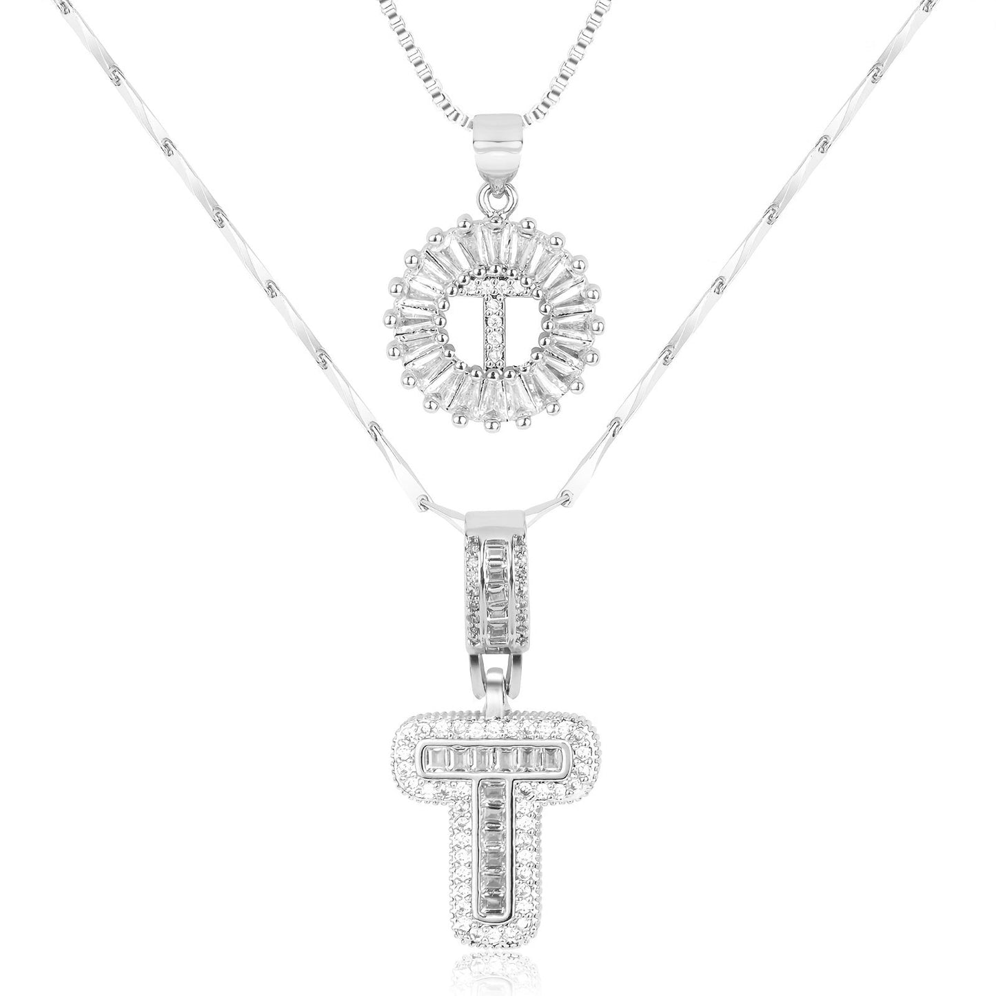 14k Gold-Plated Layered Necklace Set with Diamond Initial Pendants – Elegant Jewelry for Personal Style - Velora