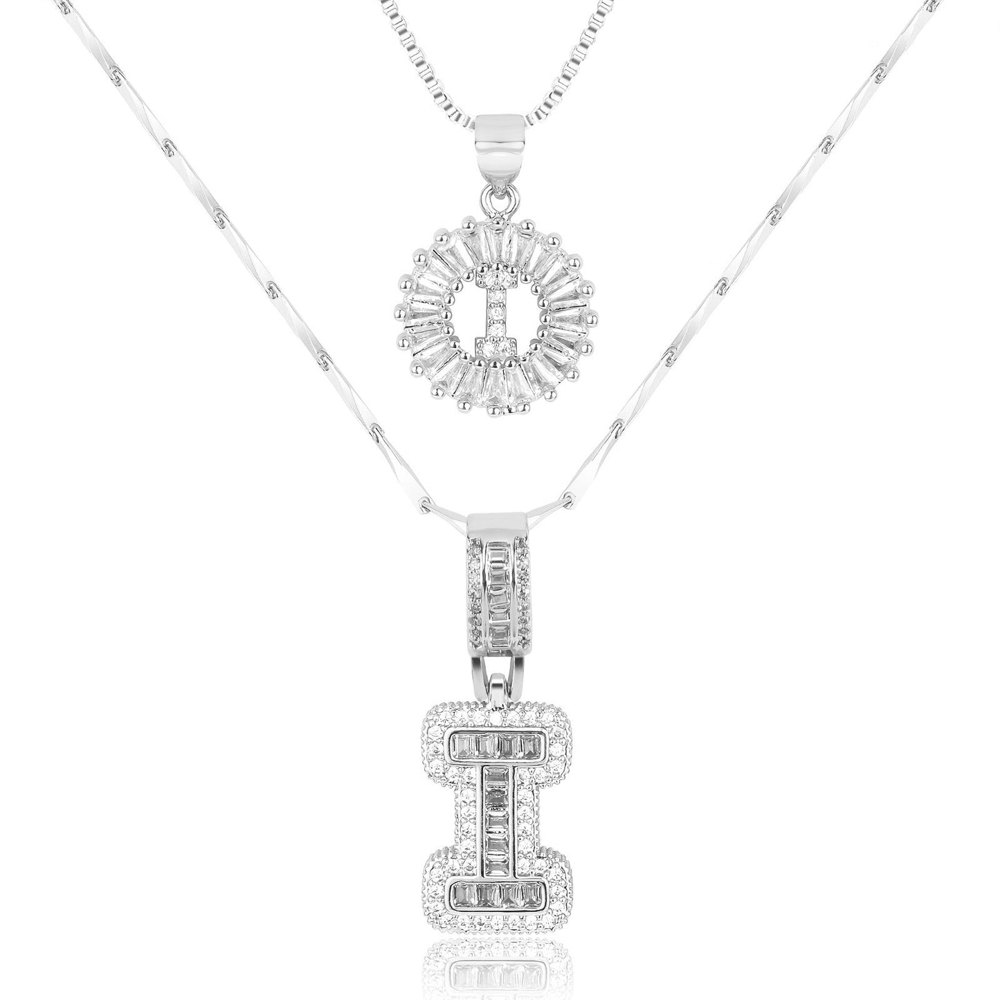 14k Gold-Plated Layered Necklace Set with Diamond Initial Pendants – Elegant Jewelry for Personal Style - Velora