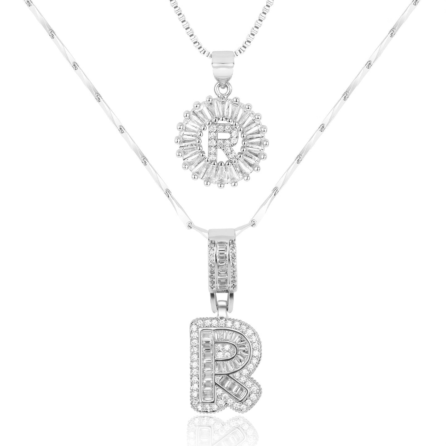 14k Gold-Plated Layered Necklace Set with Diamond Initial Pendants – Elegant Jewelry for Personal Style - Velora
