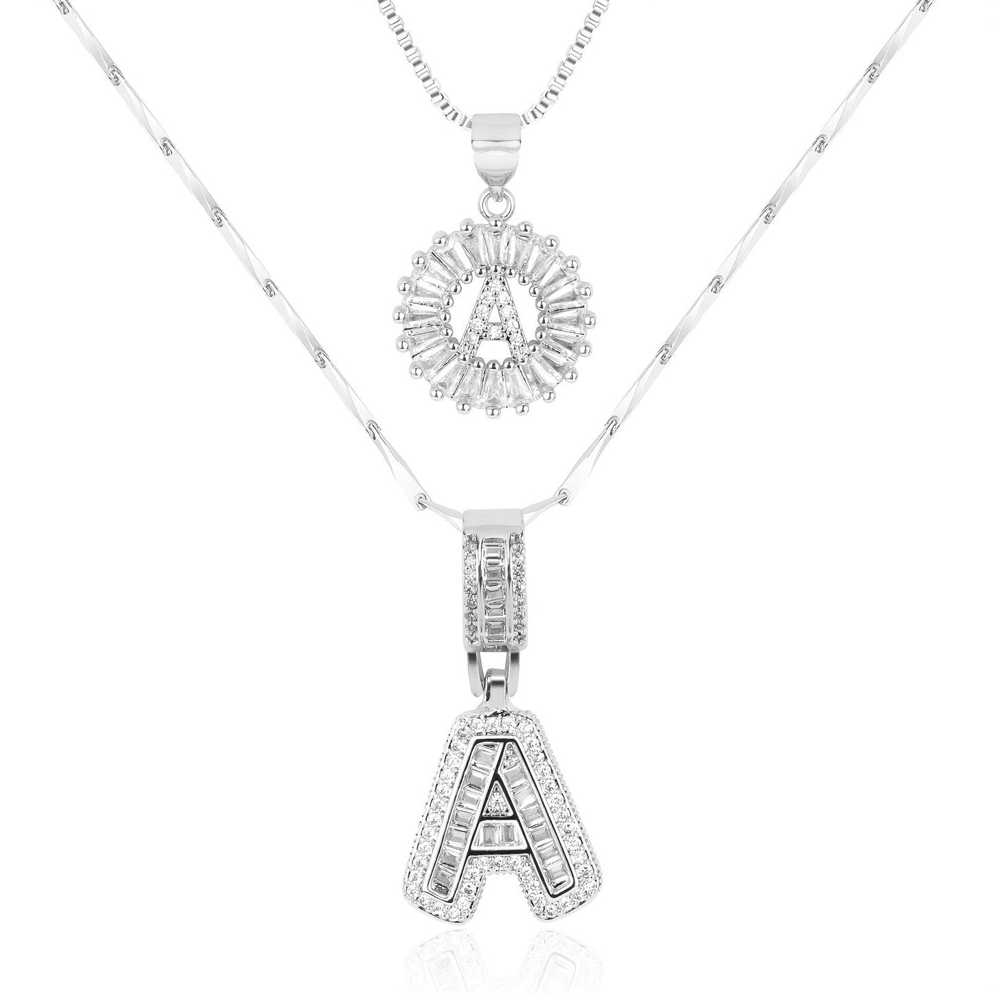 14k Gold-Plated Layered Necklace Set with Diamond Initial Pendants – Elegant Jewelry for Personal Style - Velora