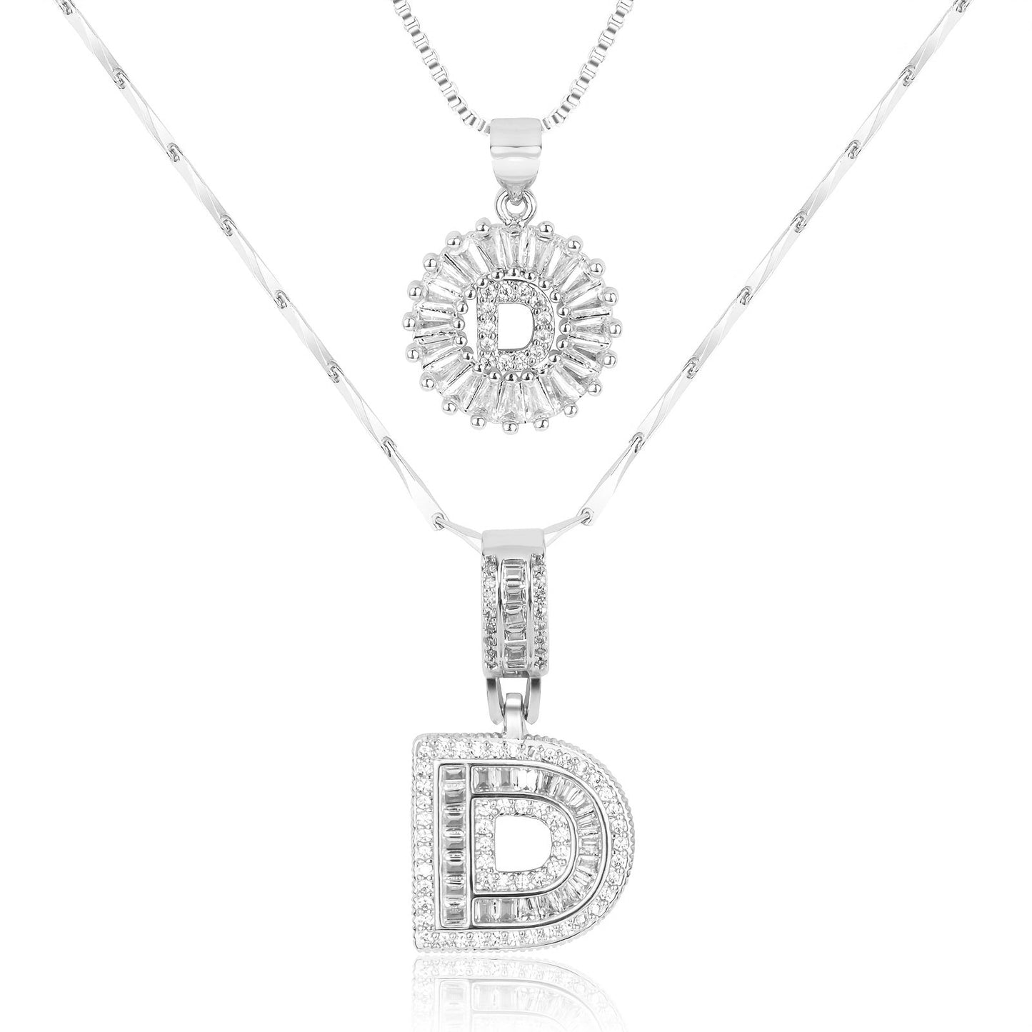 14k Gold-Plated Layered Necklace Set with Diamond Initial Pendants – Elegant Jewelry for Personal Style - Velora