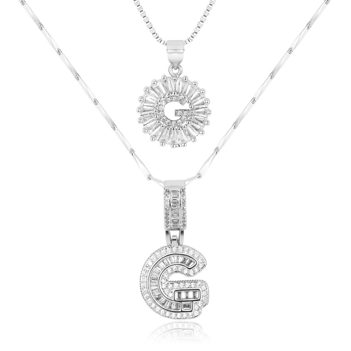 14k Gold-Plated Layered Necklace Set with Diamond Initial Pendants – Elegant Jewelry for Personal Style - Velora
