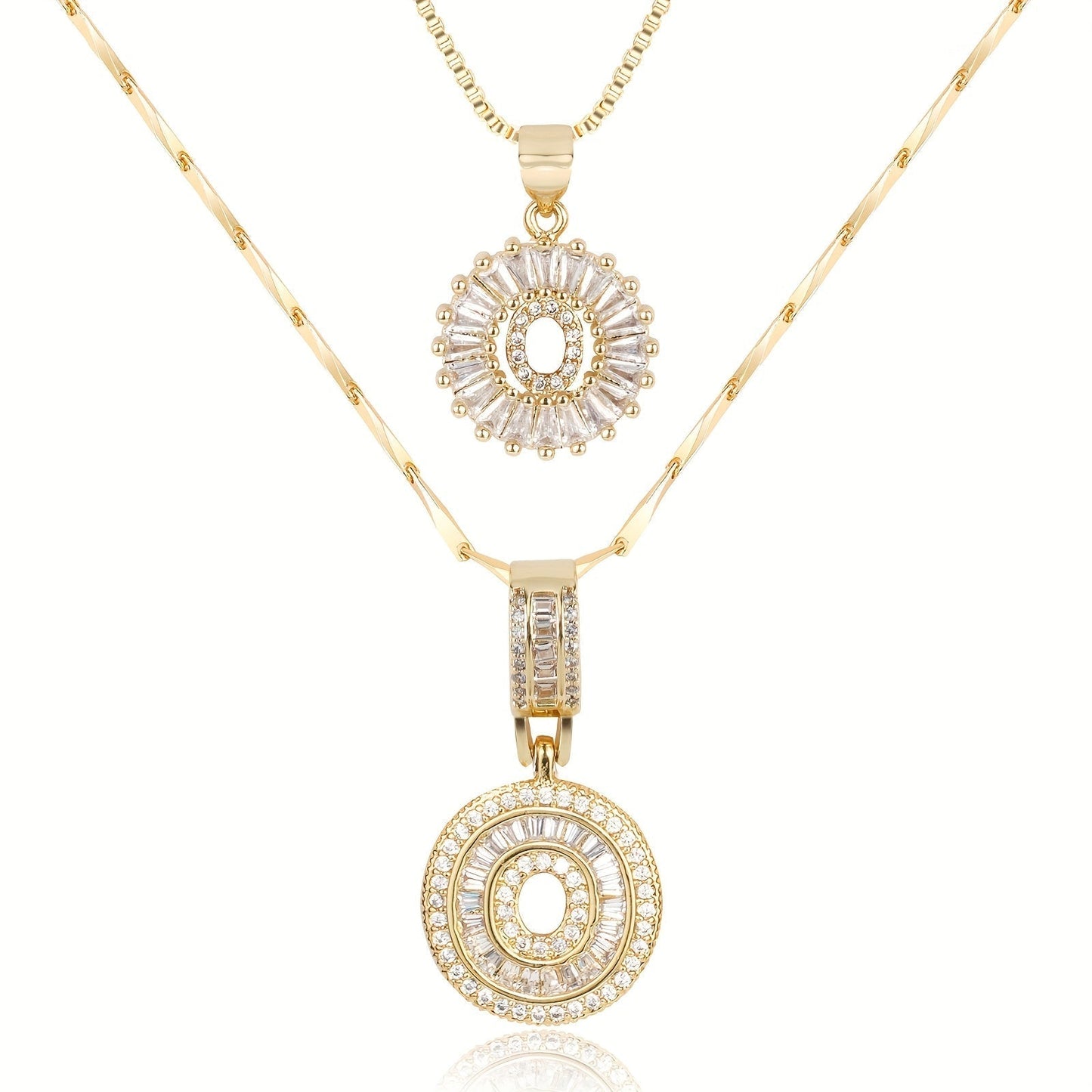 14k Gold-Plated Layered Necklace Set with Diamond Initial Pendants – Elegant Jewelry for Personal Style - Velora