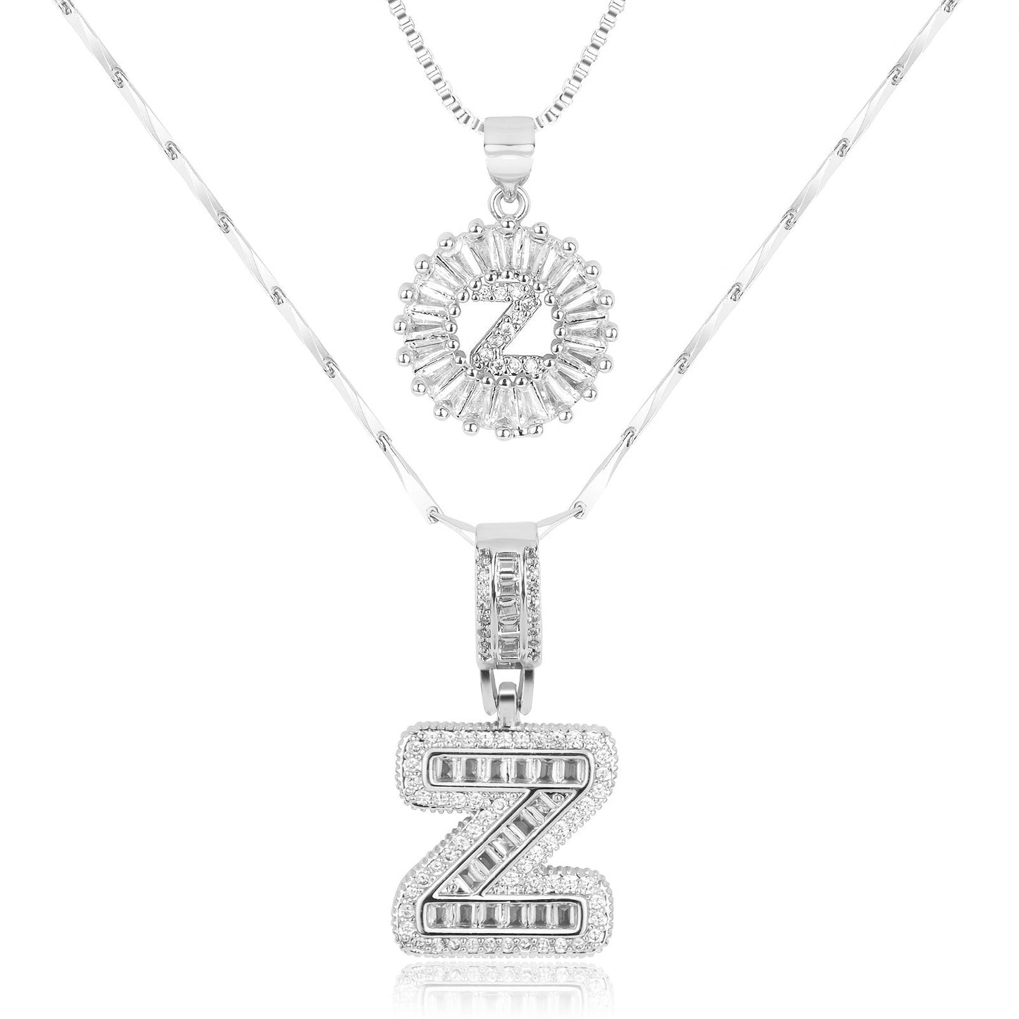 14k Gold-Plated Layered Necklace Set with Diamond Initial Pendants – Elegant Jewelry for Personal Style - Velora