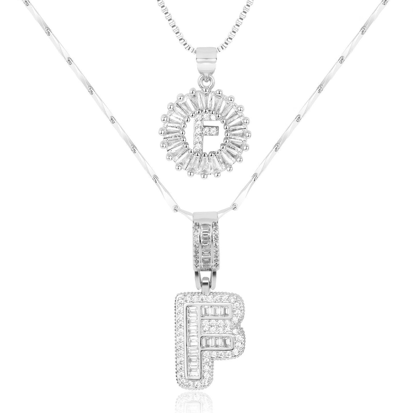 14k Gold-Plated Layered Necklace Set with Diamond Initial Pendants – Elegant Jewelry for Personal Style - Velora