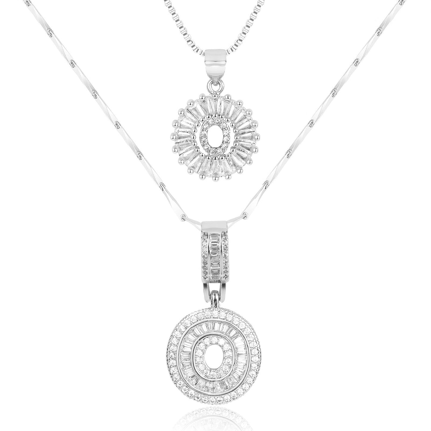 14k Gold-Plated Layered Necklace Set with Diamond Initial Pendants – Elegant Jewelry for Personal Style - Velora