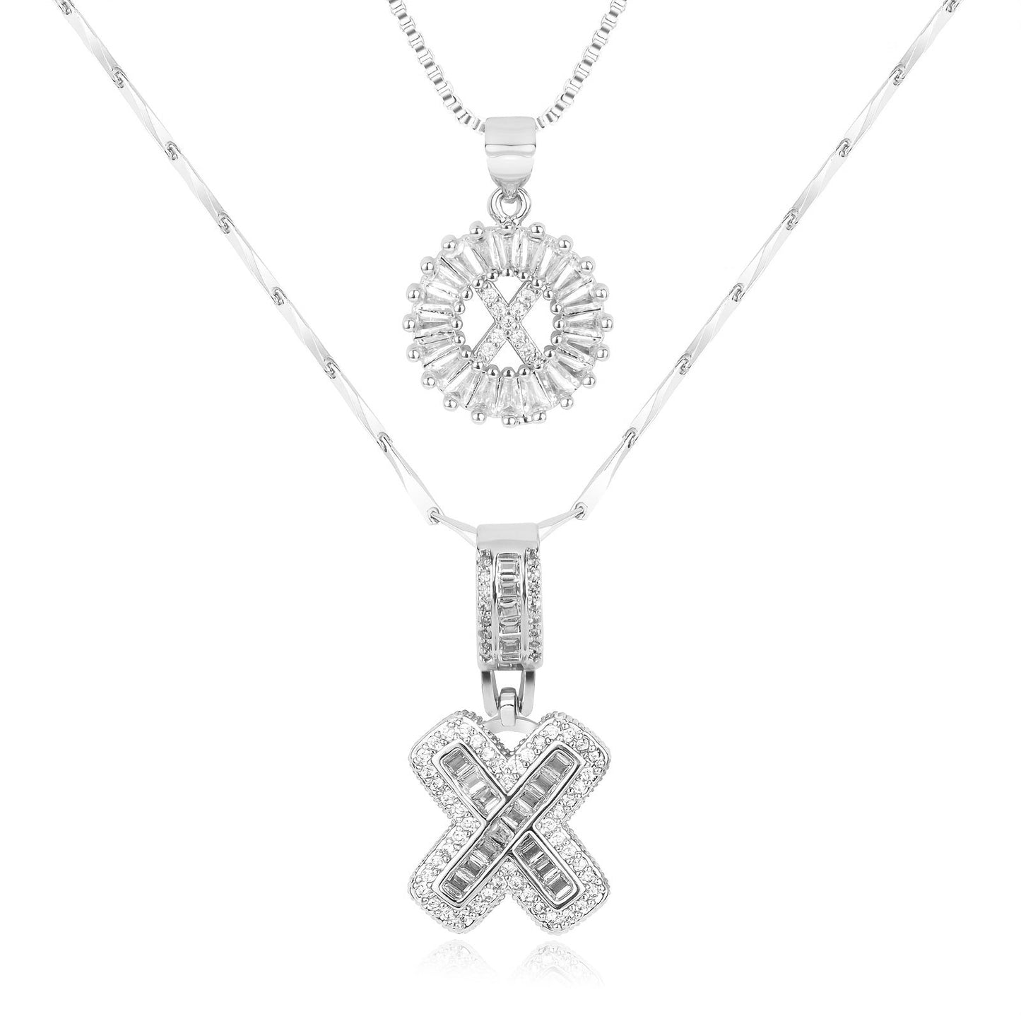 14k Gold-Plated Layered Necklace Set with Diamond Initial Pendants – Elegant Jewelry for Personal Style - Velora